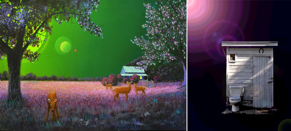 (L) “Deerland,” and (R) “Saturday Night Live,” by Steve Garner.