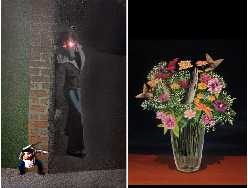 (L) “Sanitarian II,” and (R) “Trout in Hiding,” by Steve Garner.